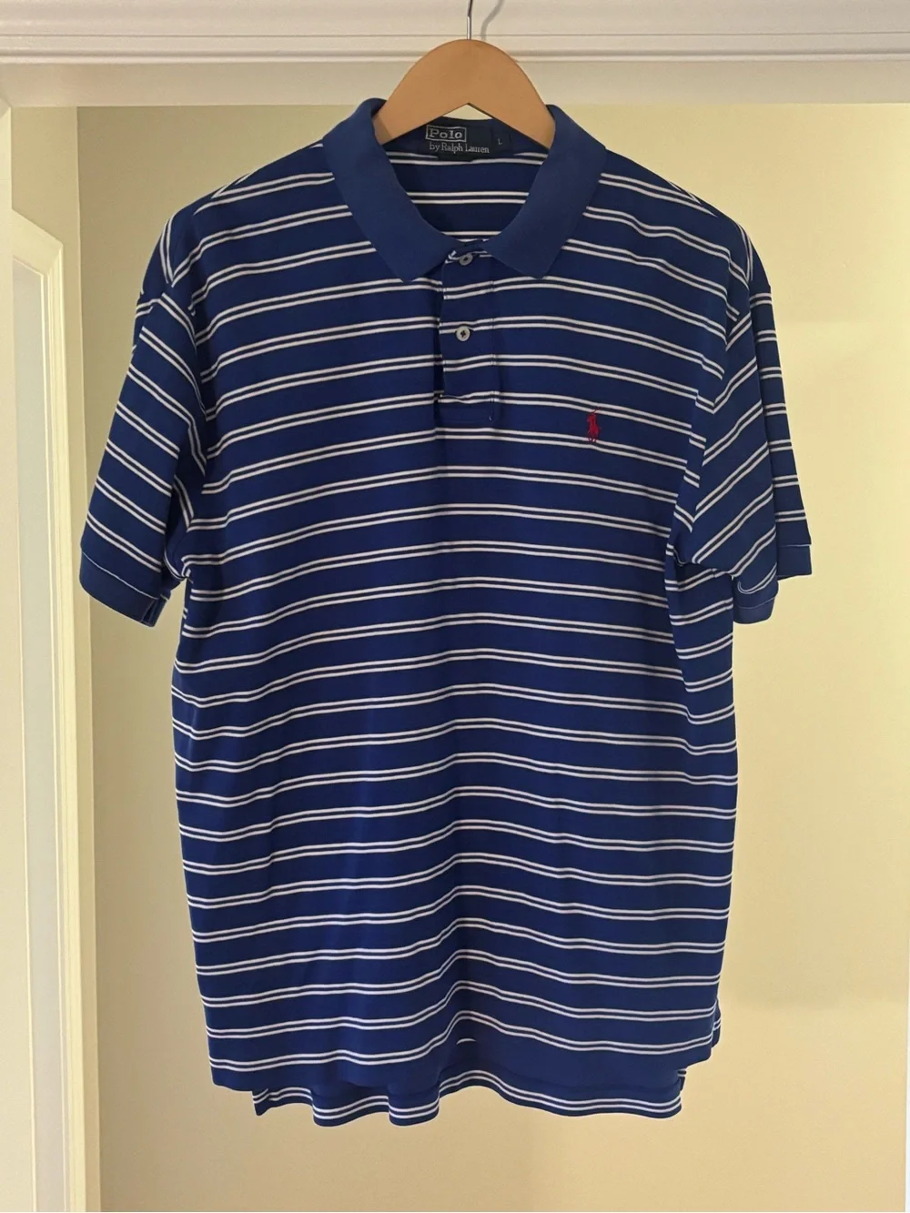 Ralph Lauren Blue and White Striped Polo